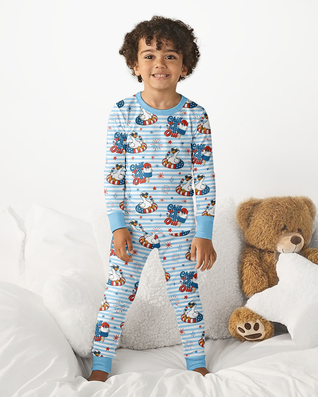 Zweiteiliges Langarm-Pyjama-Set mit Sommerfrüchten