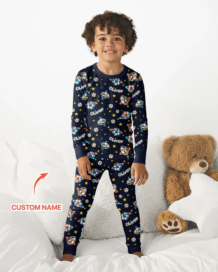 Zweiteiliges Langarm-Pyjama-Set mit Sommerfrüchten