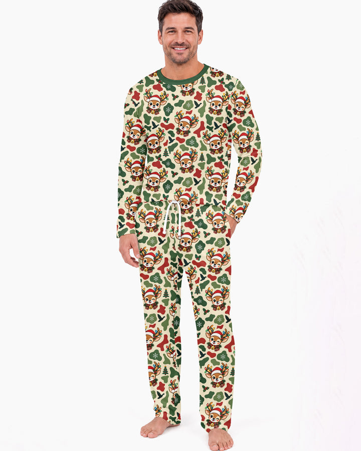 Christmas Deer Hunting Camo Bamboo Men's Pajama Set