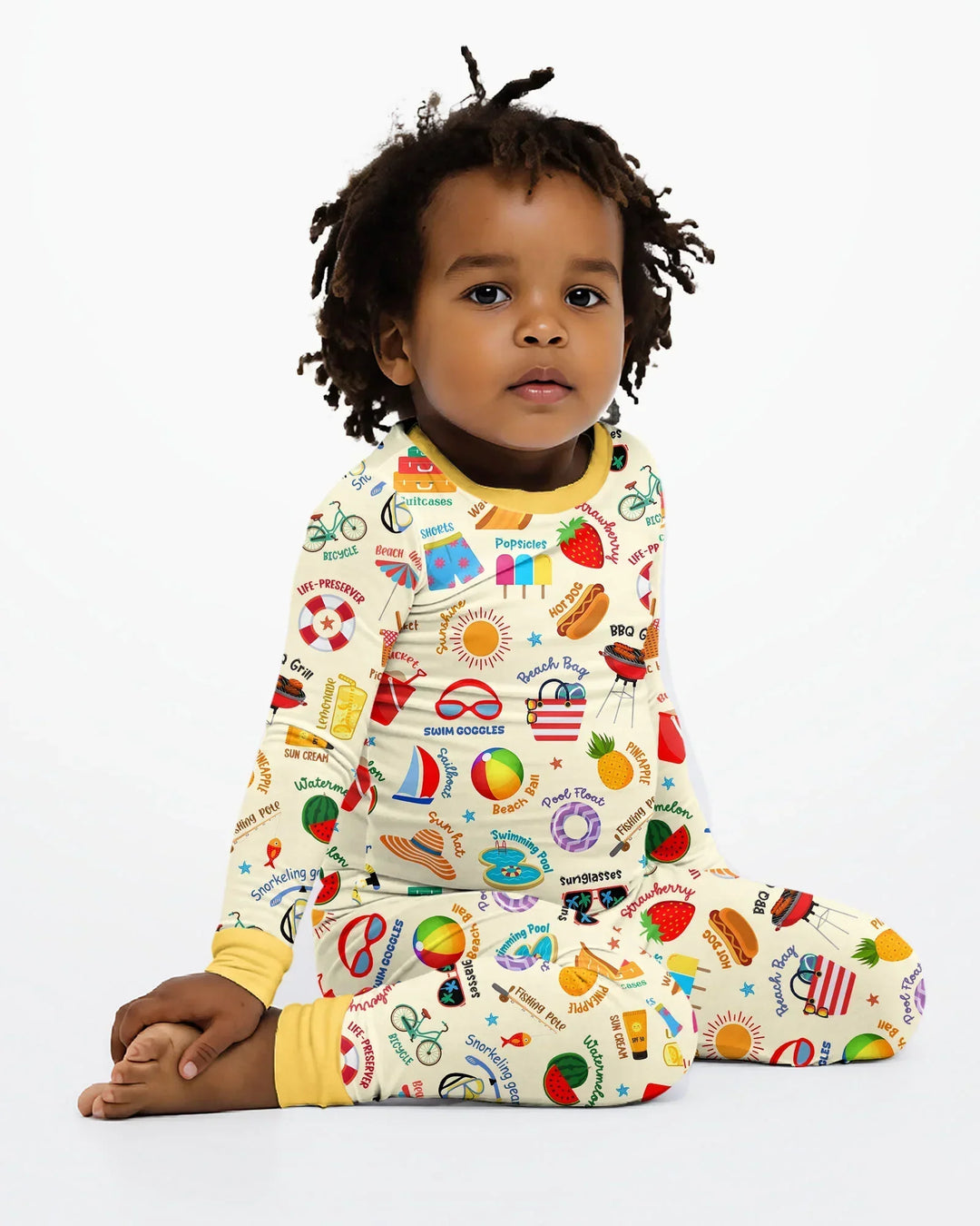 Zweiteiliges Langarm-Pyjama-Set mit Sommerfrüchten