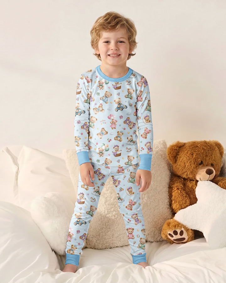 Kawaii Teddy Bamboo Two Piece Long Sleeve Pajama Set