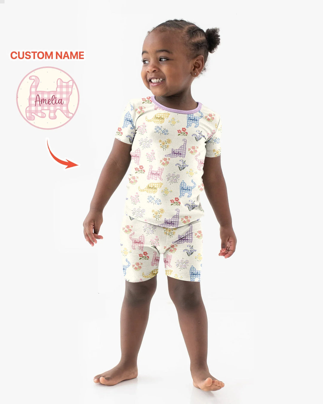 Zweiteiliges Pyjama-Set mit kurzen Ärmeln und Shorts im Sommer-Design