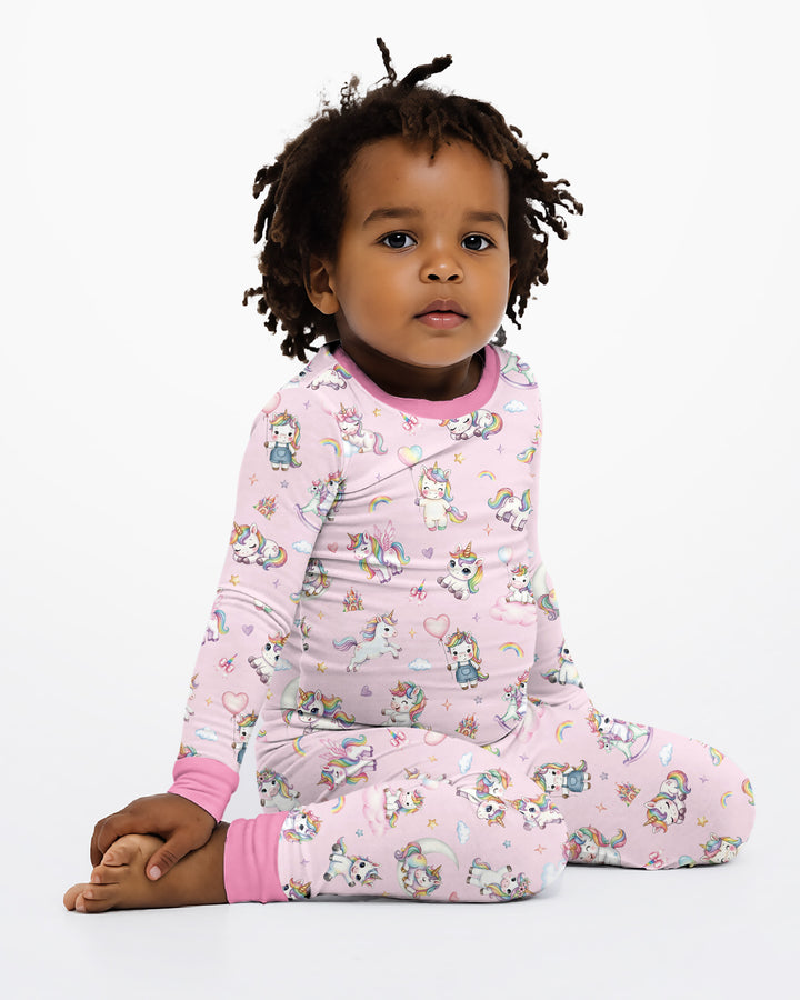 Kawaii Teddy Bamboo Two Piece Long Sleeve Pajama Set