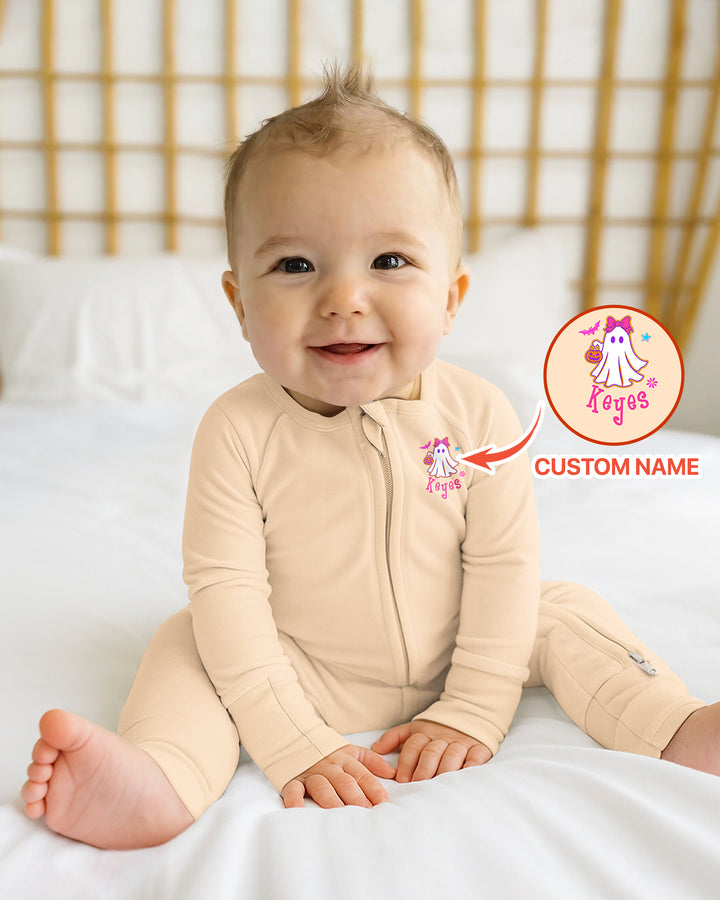 Personalized Coquette Ghost Halloween Bamboo Convertible Zippy