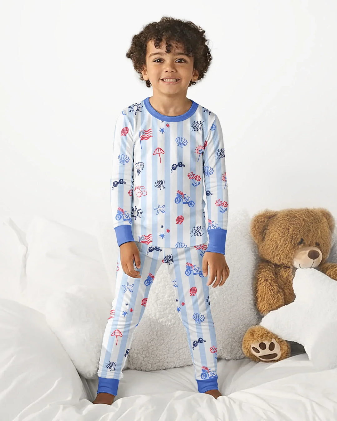 Zweiteiliges Langarm-Pyjama-Set mit Sommerfrüchten