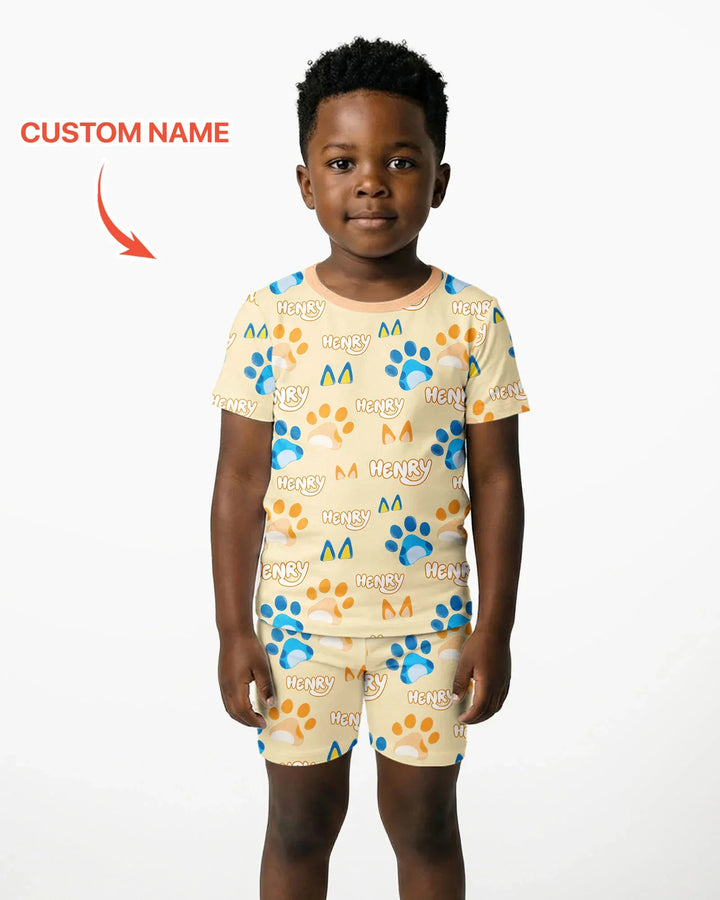 Zweiteiliges Pyjama-Set mit kurzen Ärmeln und Shorts im Sommer-Design
