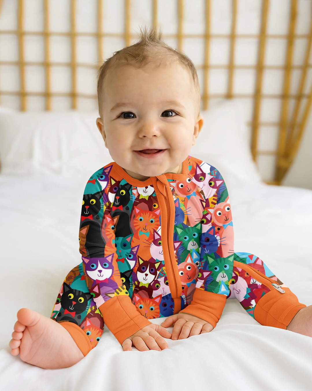 Colorful Cat Pattern Bamboo Convertible Zippy
