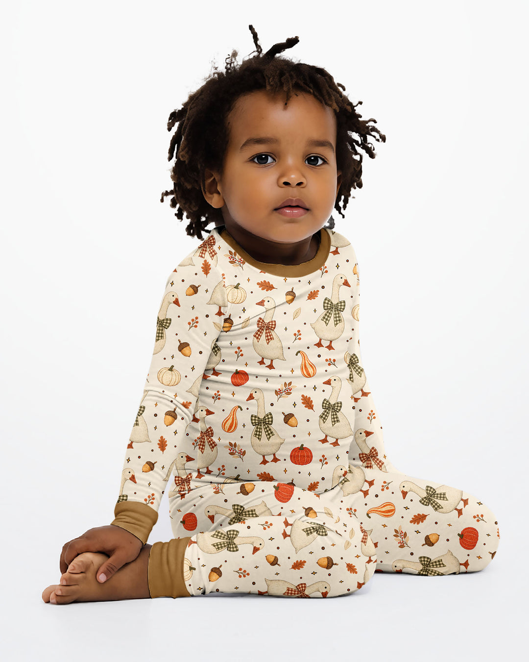 Vintage Fall Geese Bamboo Two Piece Long Sleeve Pajama Set