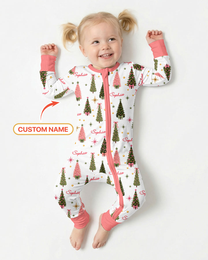 Custom Name Merry Christmas Tree Bamboo Convertible Zippy