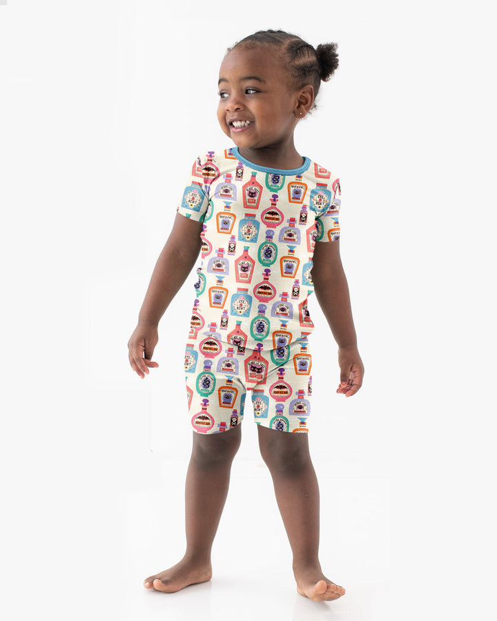 Retro Halloween Potions Bamboo Two Piece Short Sleeve Shorts Pajama Set