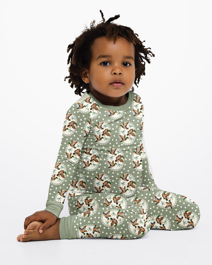 Dapper Ducks & Bows Bamboo Two Piece Long Sleeve Pajama Set