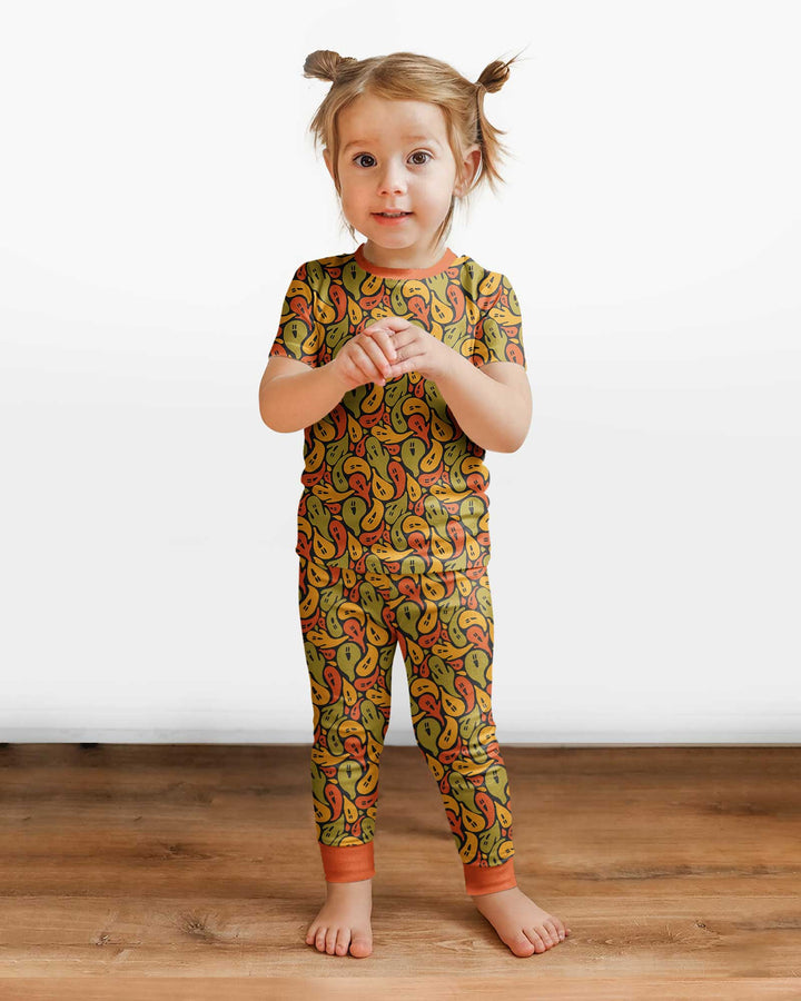 Retro Haunts & Happy Boos Bamboo Two Piece Short Sleeve Pajama Set