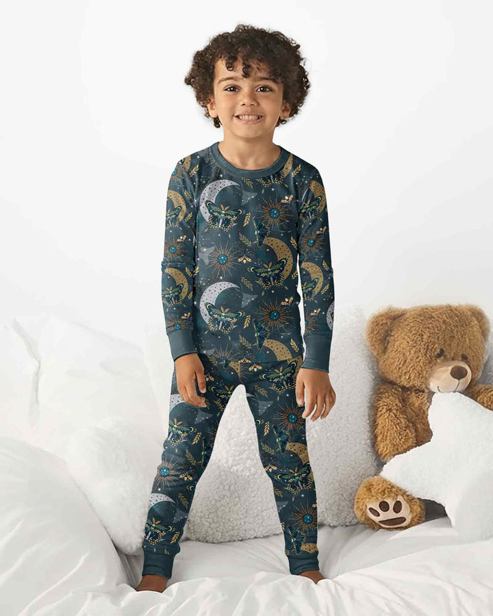 Celestial Moths Bamboo Two Piece Long Sleeve Pajama Set