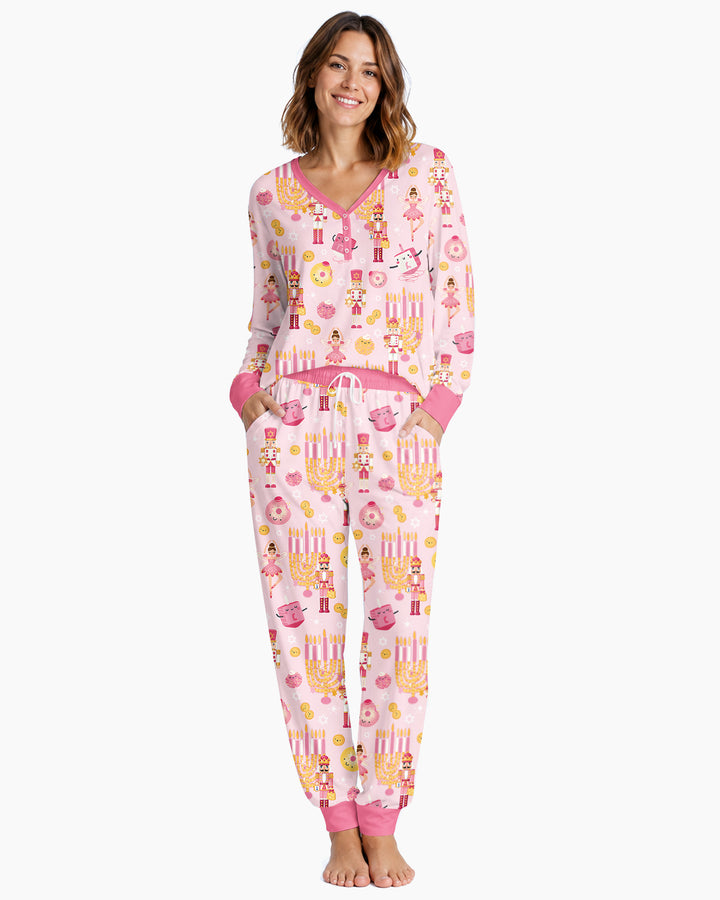 Hanukkah Nutcracker King Family Matching Bamboo Women Pajama Set