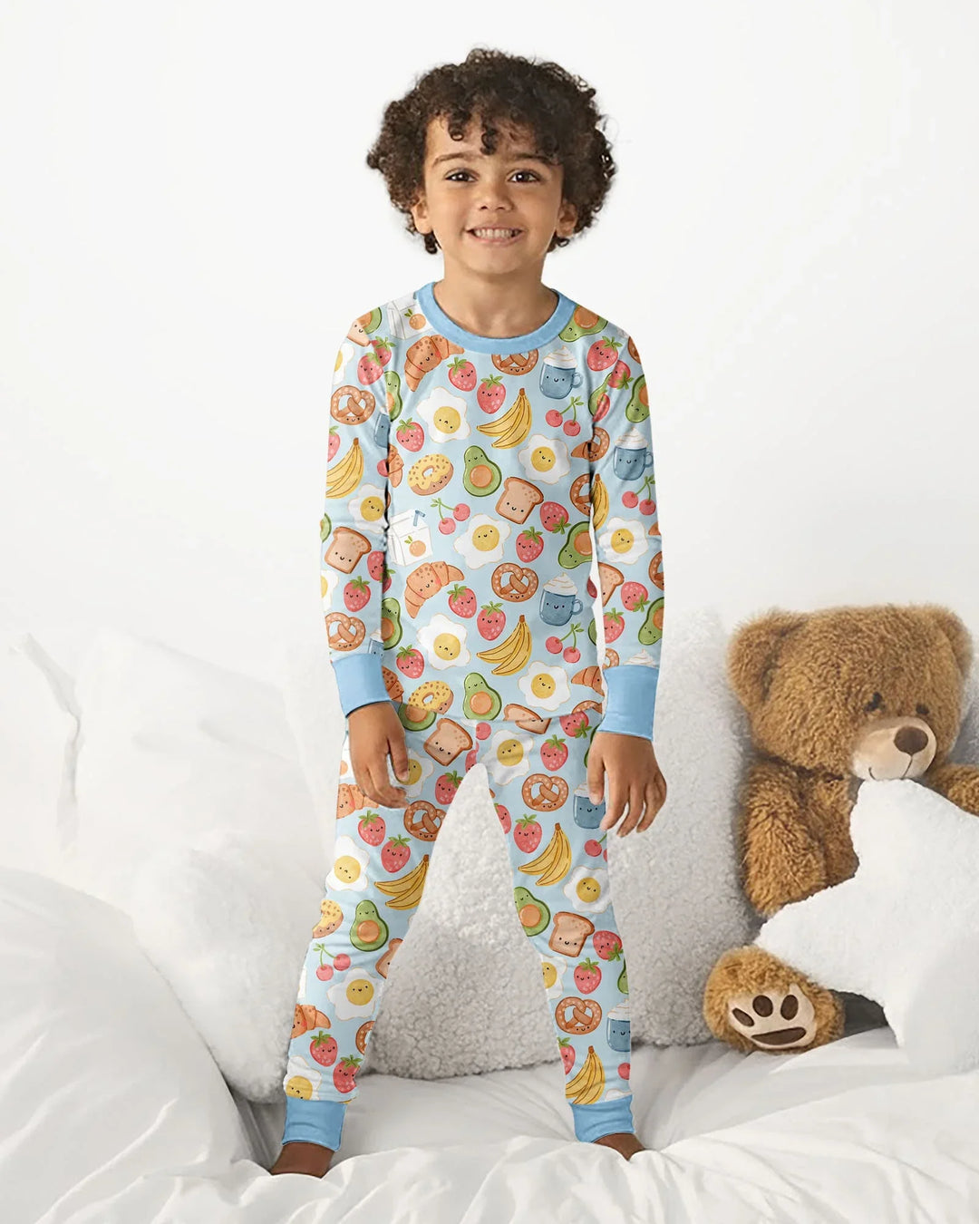 Zweiteiliges Langarm-Pyjama-Set mit Sommerfrüchten