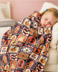 Retro Halloween Patchwork Icons Bamboo Blanket