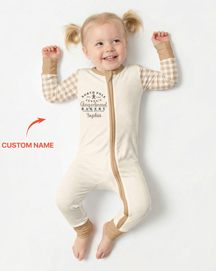 Custom Name Gingerbread Bakery Bamboo Convertible Zippy