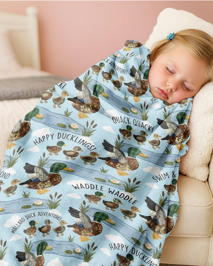 Happy Duckling Swim Bamboo Blanket