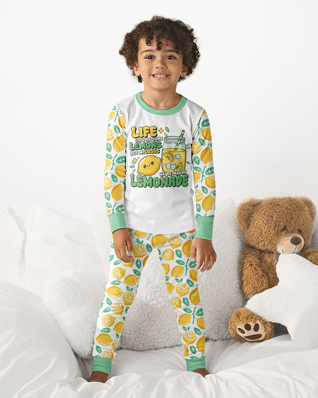 Inspired Life Gave Me Lemons Bamboo Two Piece Long Sleeve Pajama Set