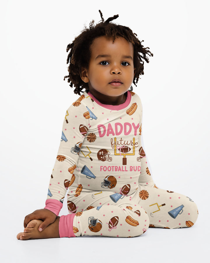 Daddy's Future Football Buddy Bamboo Two Piece Long Sleeve Pajama Set