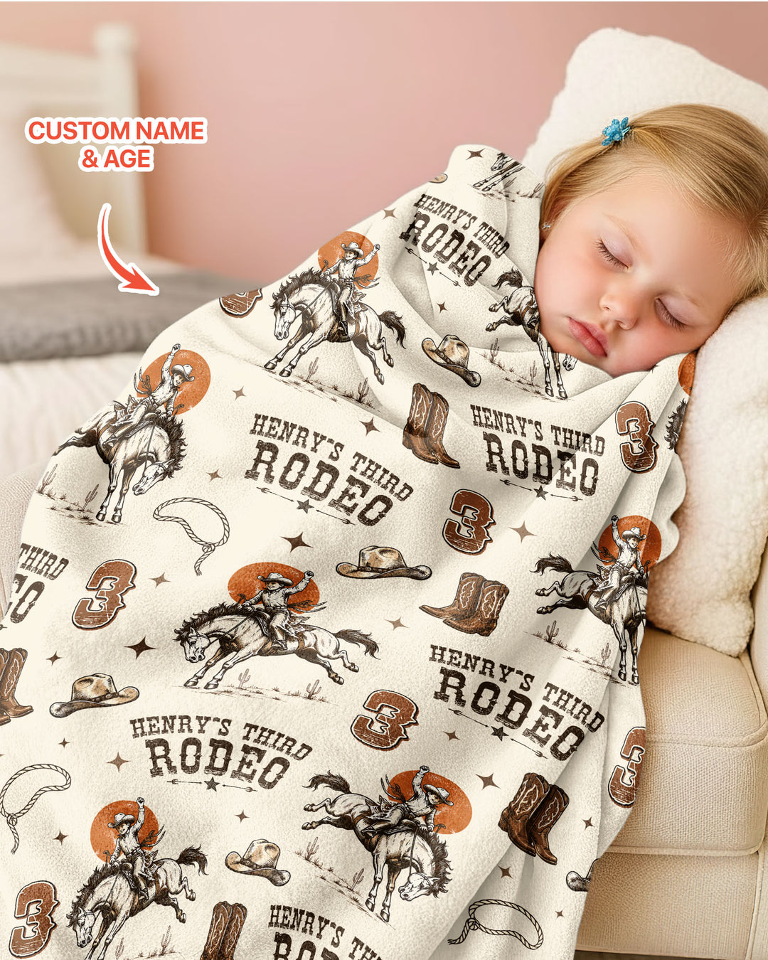 Custom Name Birthday Rodeo Bamboo Blanket