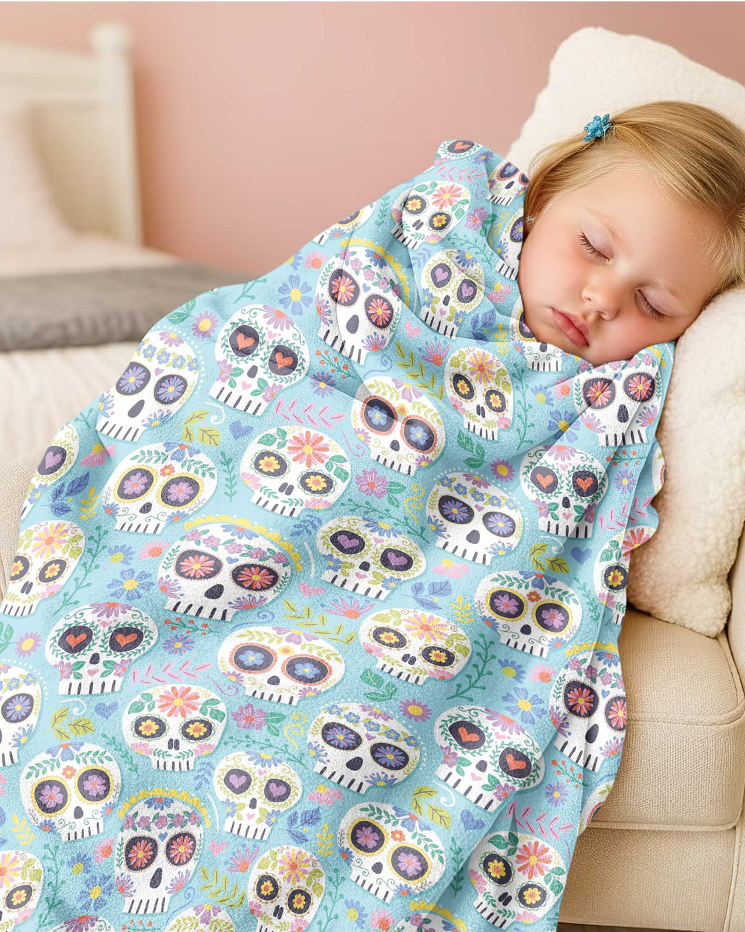 Floral Skull Bamboo Blanket