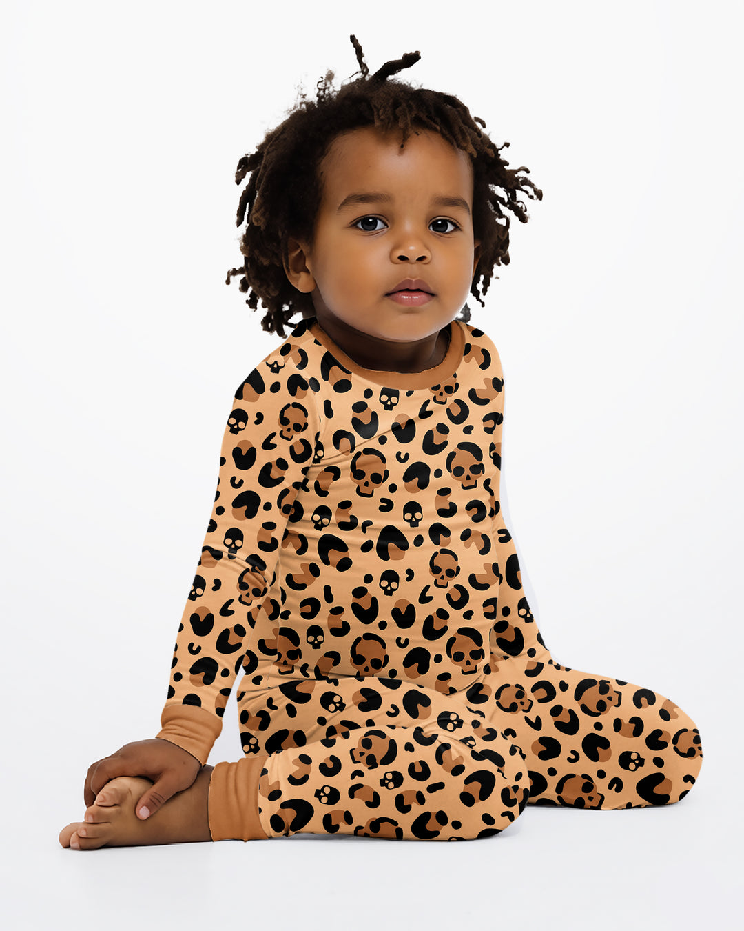Leopard Skull Bamboo Two Piece Long Sleeve Pajama Set