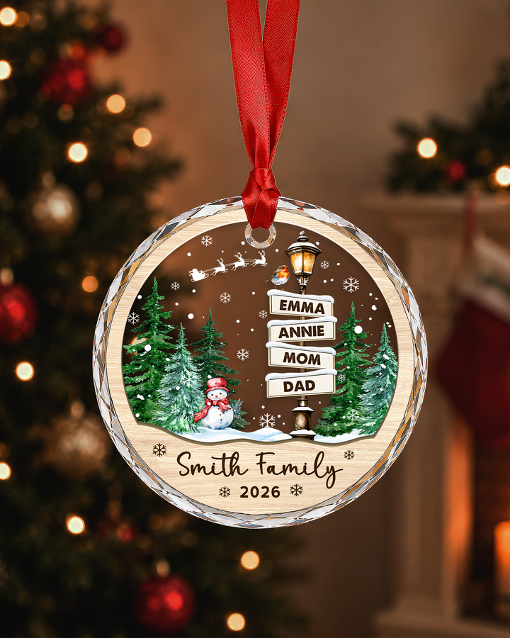 Family Where Begins And Love Never Ends Personalized Glass Ornament