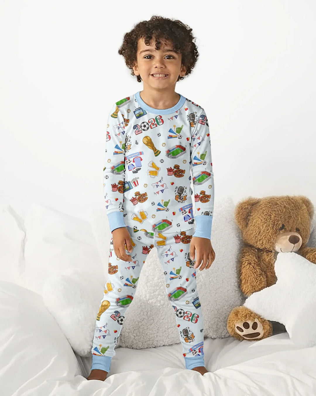 Zweiteiliges Langarm-Pyjama-Set mit Sommerfrüchten