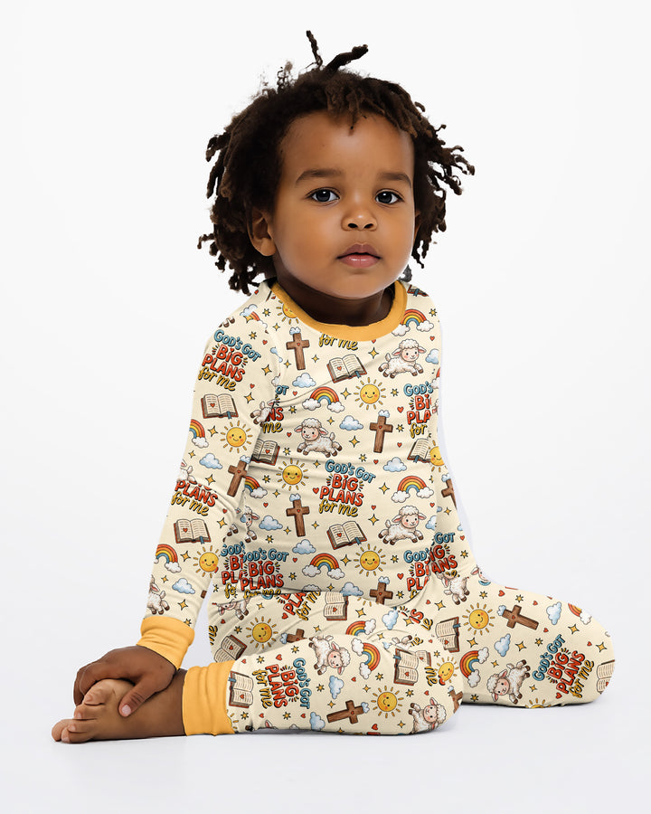 Zweiteiliges Langarm-Pyjama-Set mit Sommerfrüchten