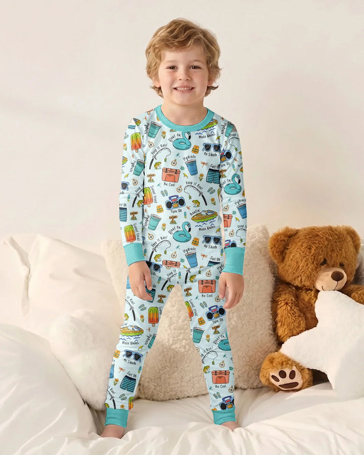 Zweiteiliges Langarm-Pyjama-Set mit Sommerfrüchten