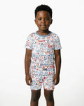 Liberty Doodle 250th Family Matching Bamboo Two Piece Short Sleeve Shorts Pajama Set