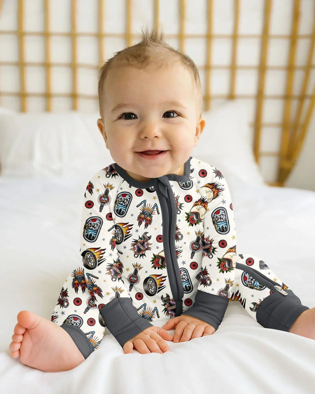Gerippte Babykleidung mit individuellem Foto - Weich &amp; Skizzenhaft