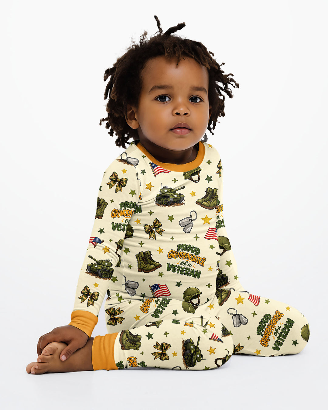Proud Grandchild Of A Veteran Bamboo Two Piece Long Sleeve Pajama Set