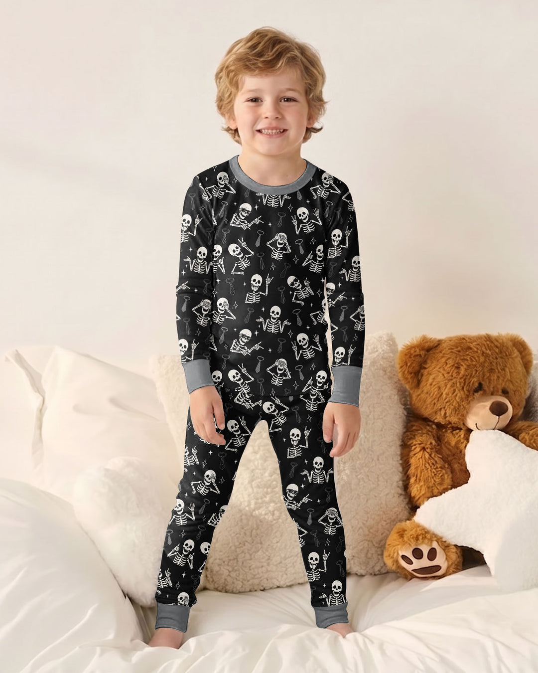Funny Skeleton Bamboo Two Piece Long Sleeve Pajama Set