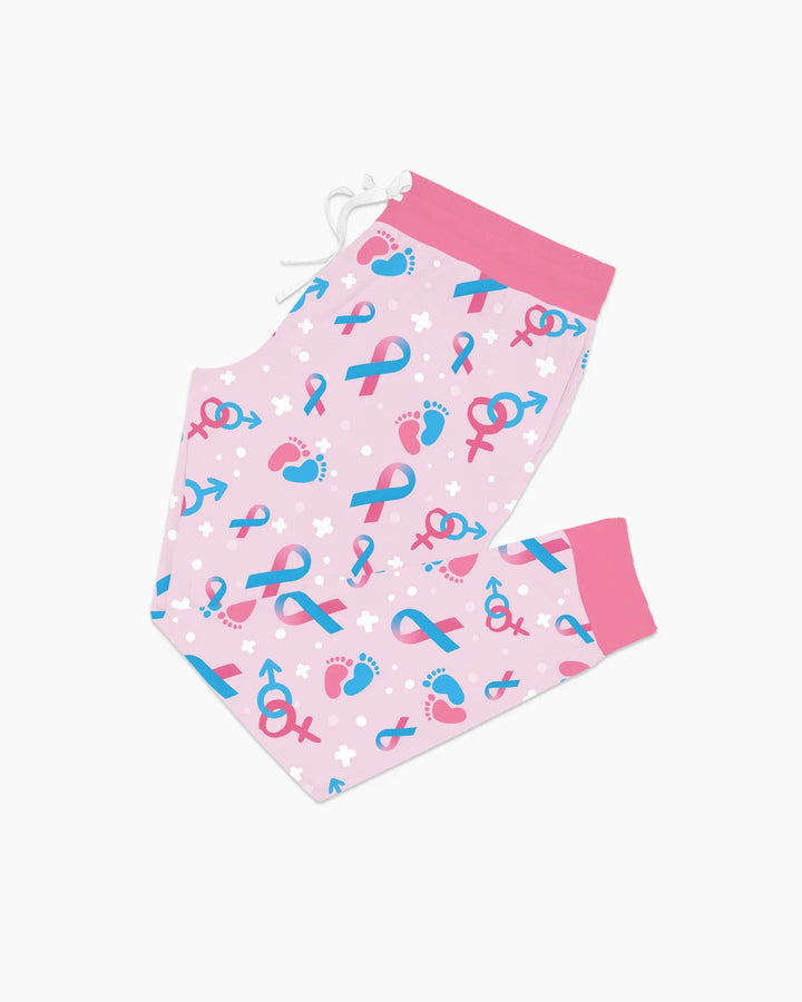 Damen-Pyjama-Set aus Bambus, blau und rosa, „Infertility Awareness“