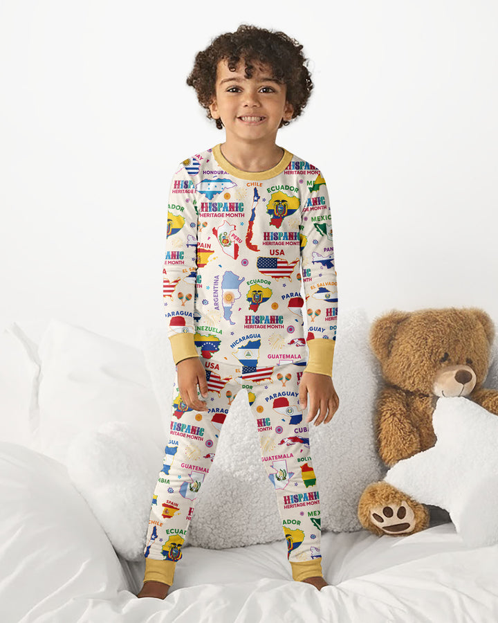 Hispanic Heritage Month Country Flags Bamboo Two Piece Long Sleeve Pajama Set