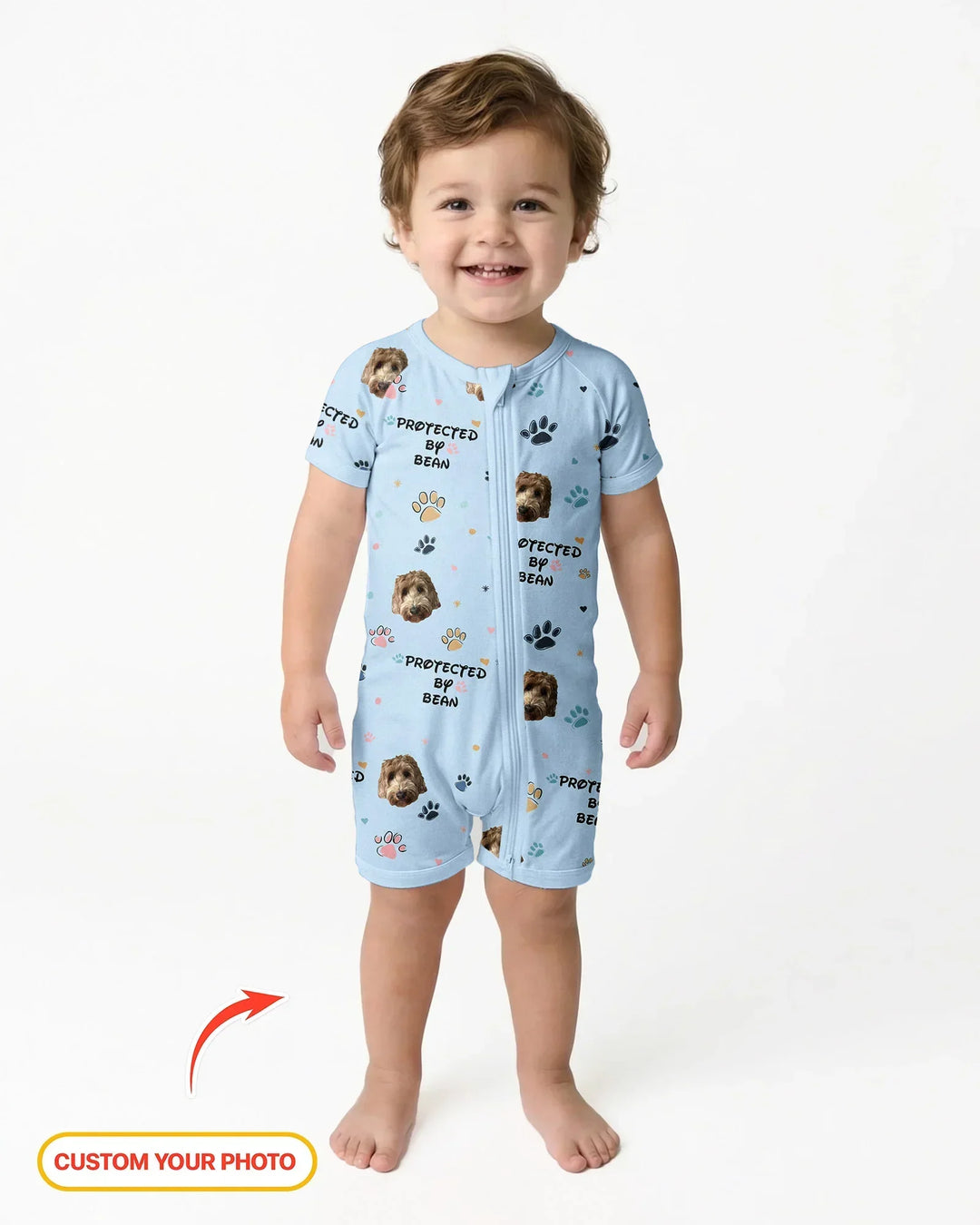 Gerippte Babykleidung mit individuellem Foto - Weich &amp; Skizzenhaft