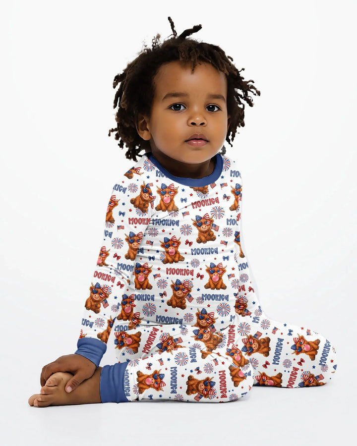 Zweiteiliges Langarm-Pyjama-Set mit Sommerfrüchten