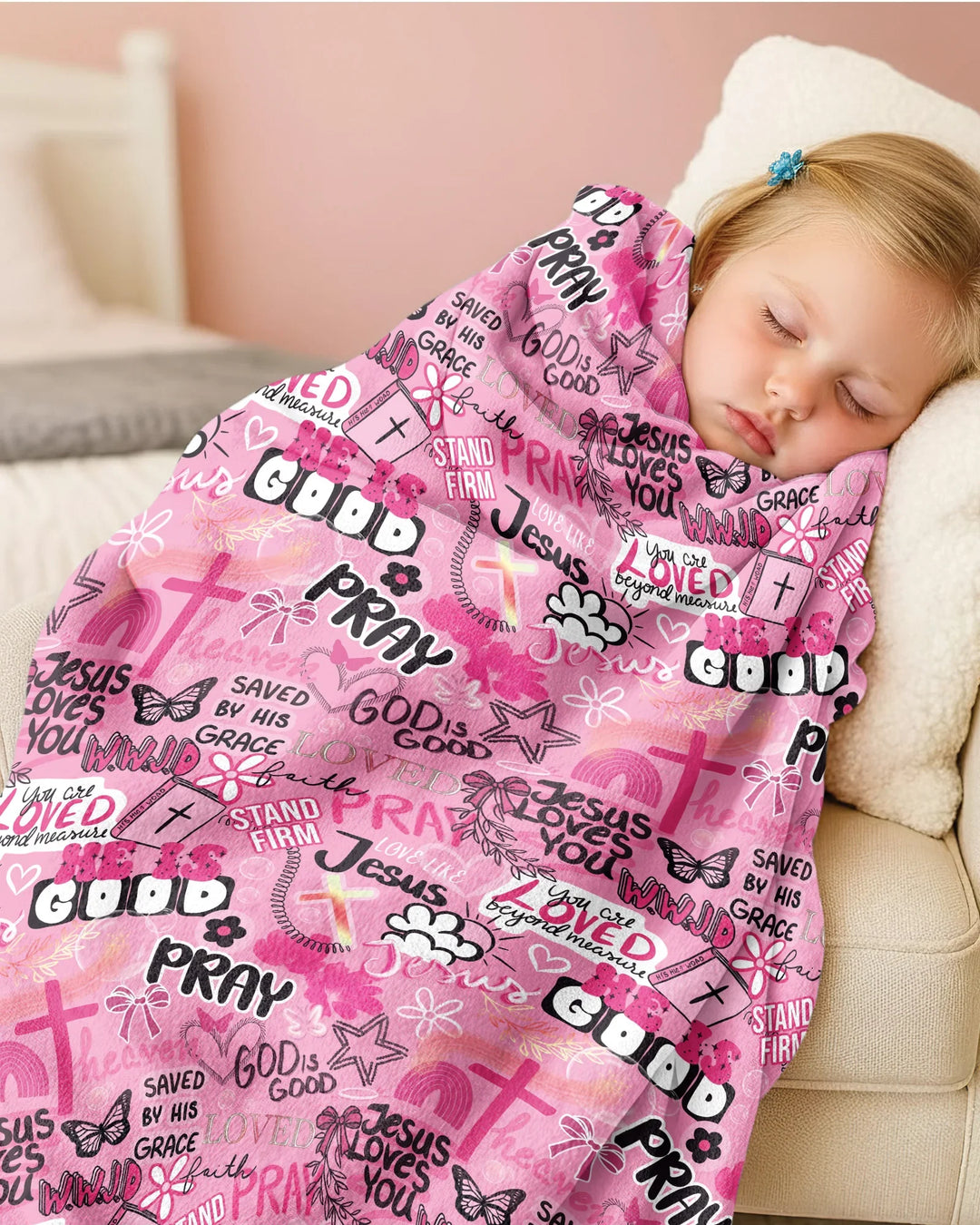 Pink Faith & Grace Bamboo Blanket