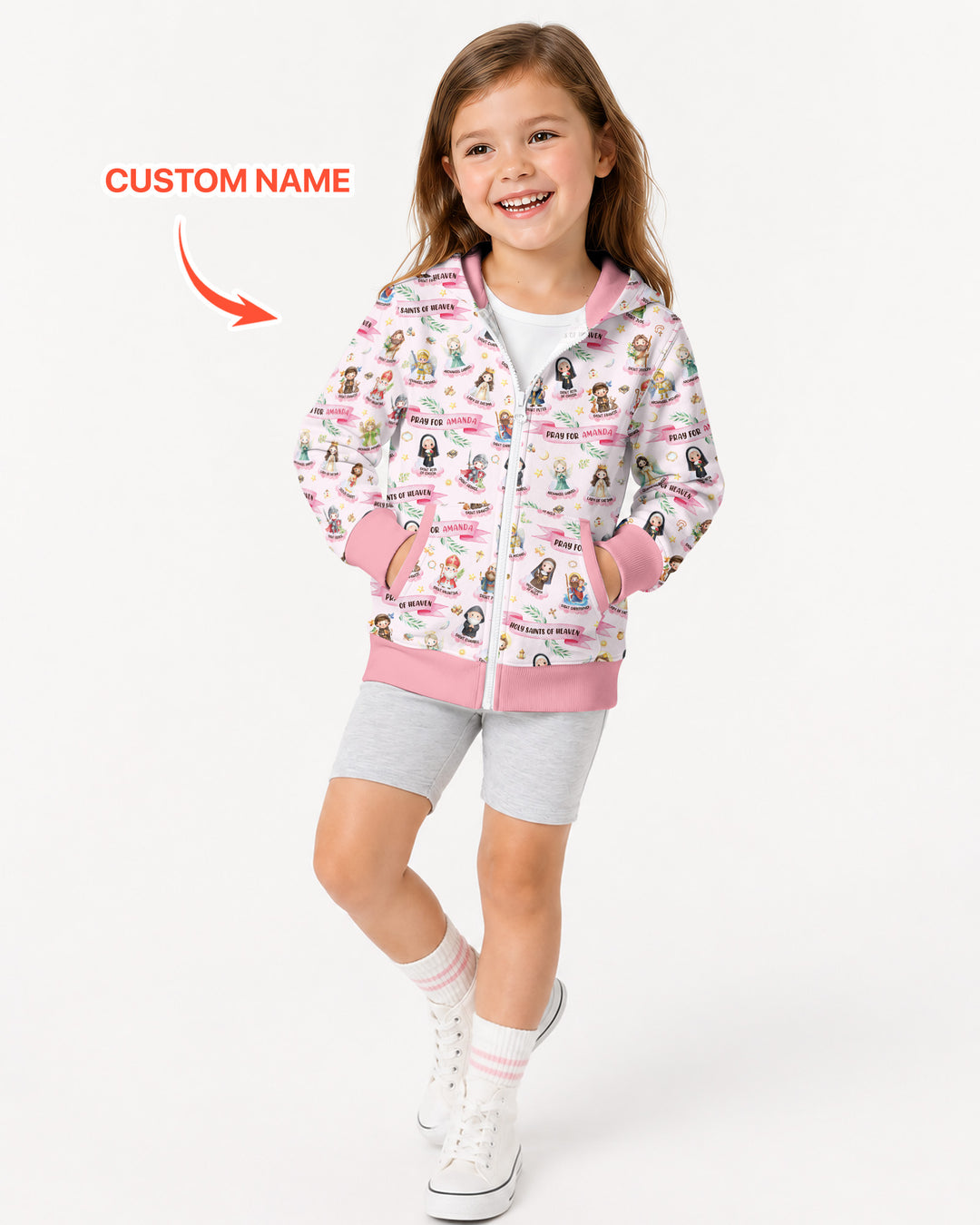 Heilige des Himmels Personalisierter Bambus-Kapuzenpullover mit Reißverschluss