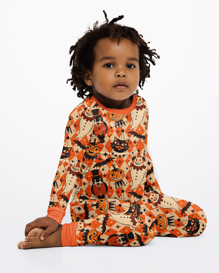Vintage Halloween Carnival Bamboo Two Piece Long Sleeve Pajama Set