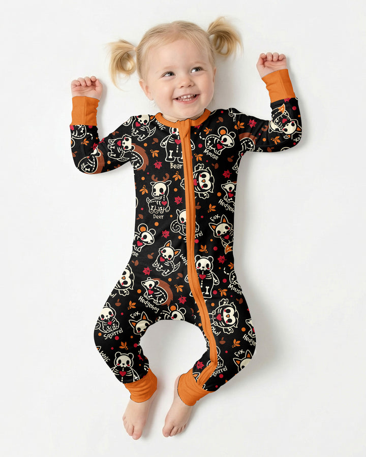 Kawaii Skeleton Woodland Animals Bamboo Convertible Zippy