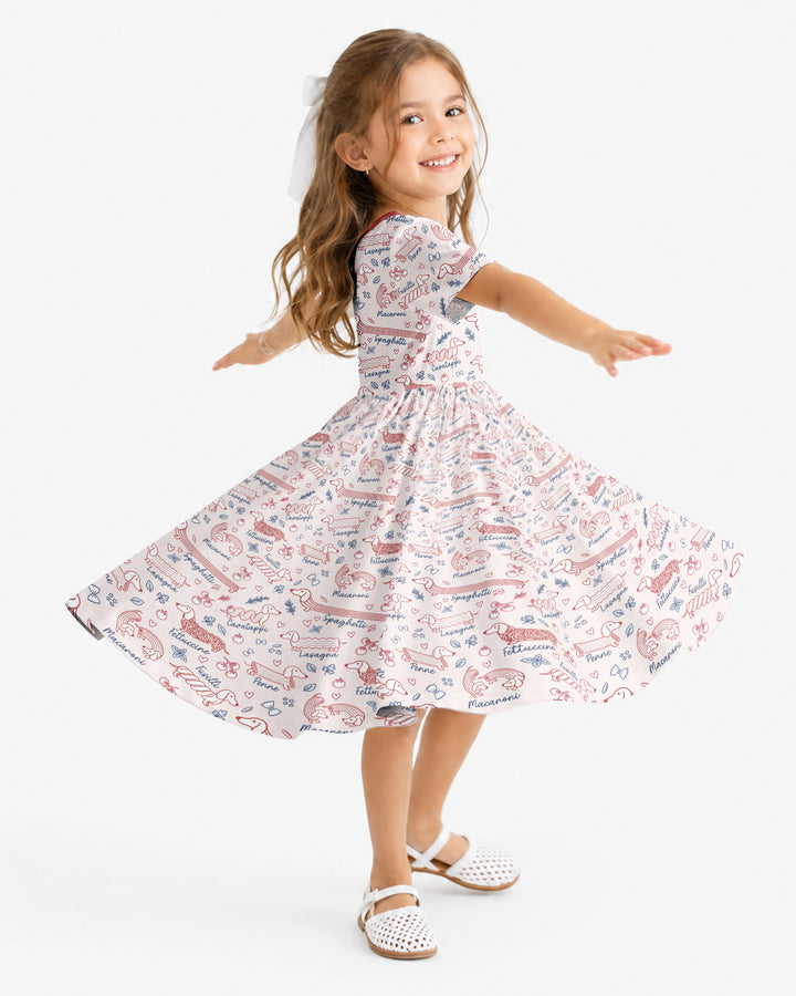 Funny Dachshund Pasta Pups Bamboo Twirl Dress