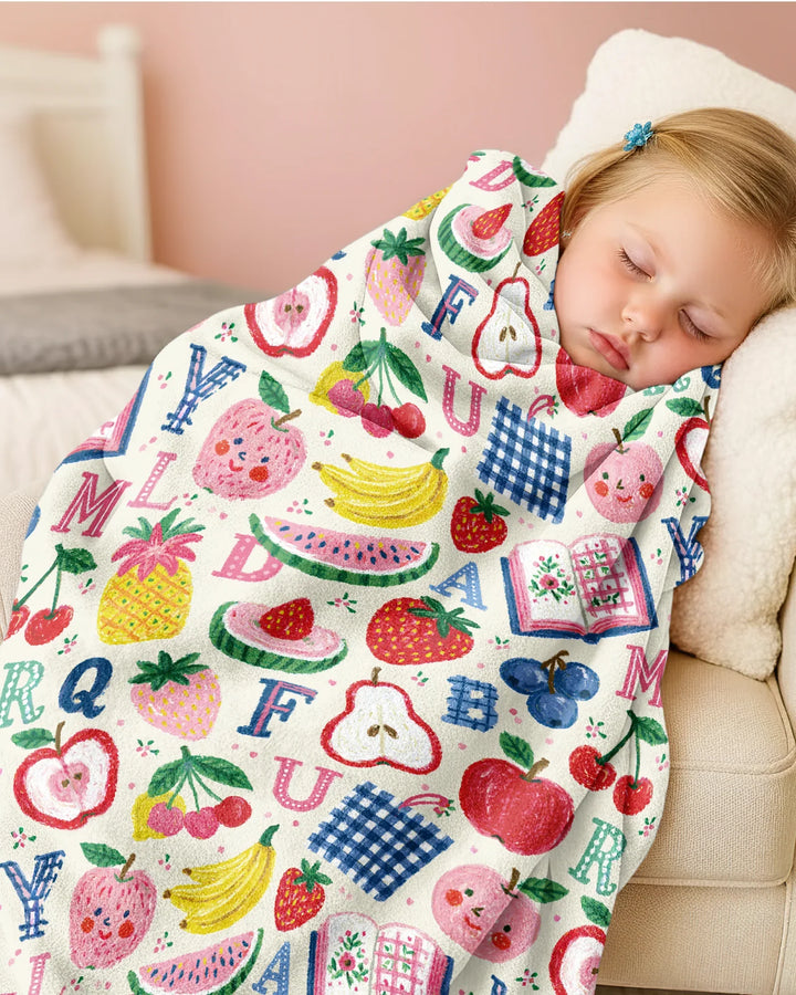 Back To School Fruit Alphabet Bamboo Blanket