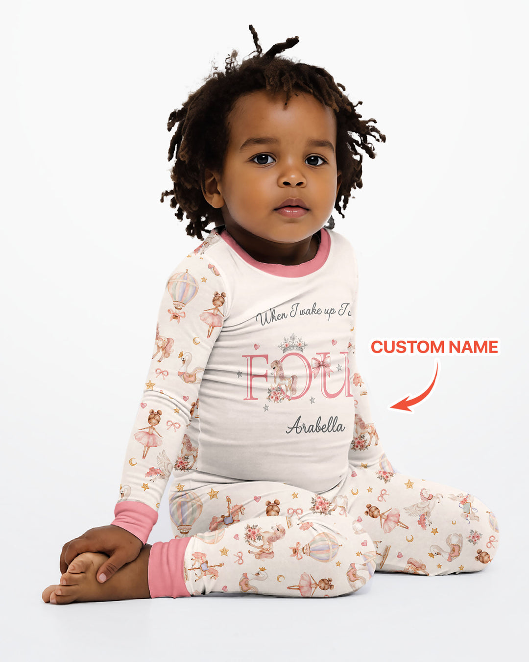 Custom Name When I Wake Up Girly Birthday Bamboo Two Piece Long Sleeve Pajama Set