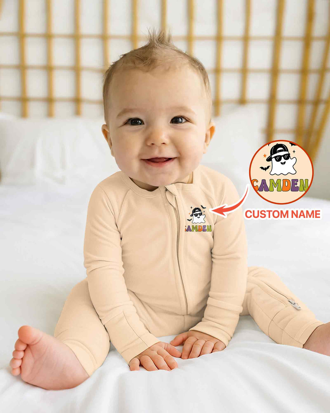 Personalized One Spooky Dude Baby Bamboo Convertible Zippy