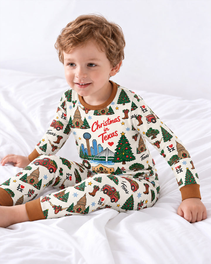 Christmas In Texas Bamboo Two Piece Long Sleeve Pajama Set