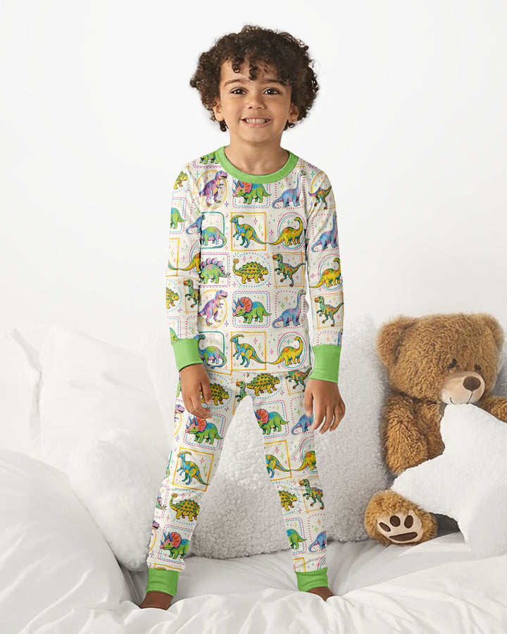 Whimsical Dinosaurs Bamboo Two Piece Long Sleeve Pajama Set