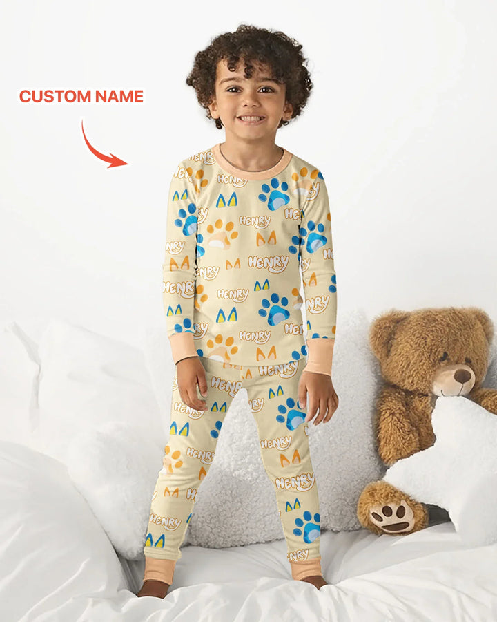 Zweiteiliges Langarm-Pyjama-Set mit Sommerfrüchten
